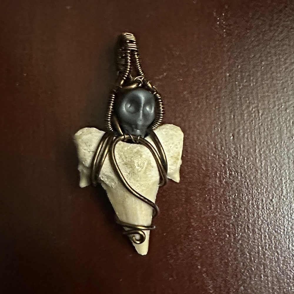 Wire Wrapped Shark Tooth Pendant